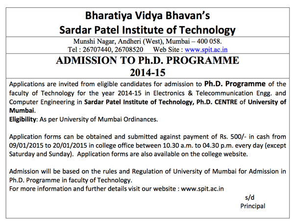 Ph.D. Advt. for 2014-15